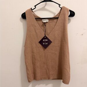 Ava & Viv Light Brown Sleeveless Knit Top